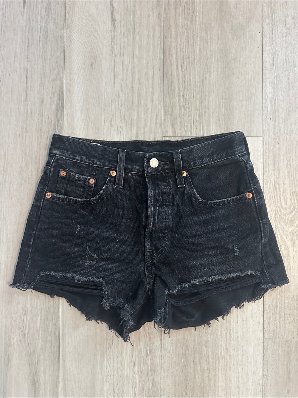 Women’s Levi Strauss 501 Black Distressed Cutoff Jean Shorts
